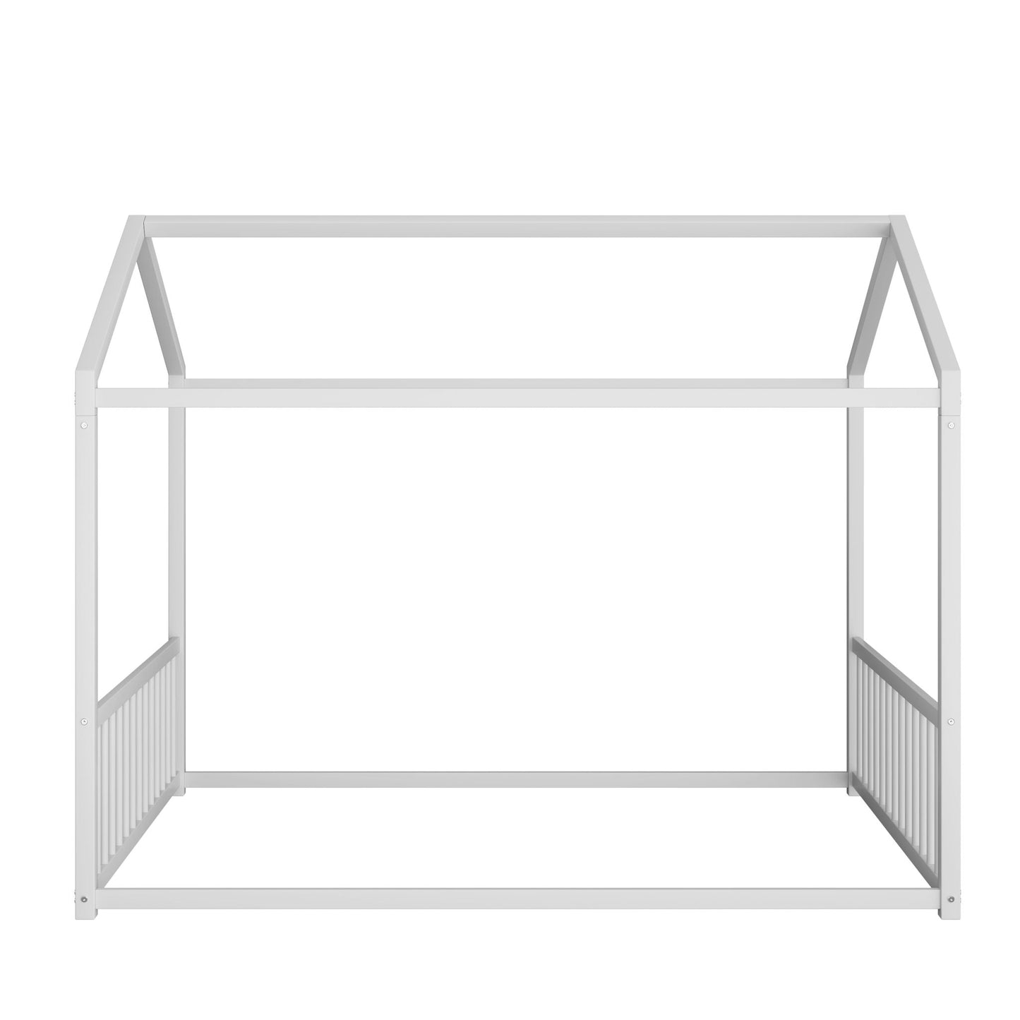 Montessori floor house bed with safety guardrails, white metal frame by HouseOfZazla on Tampa Home & Garden Store