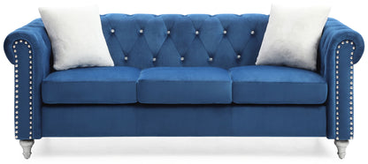 the Raisa Tufted Sofa and Nailhead Accents