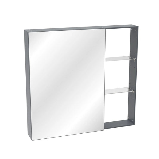 Medicine cabinet wall-mounted mirror with storage and adjustable shelves, black brown frame on Tampa Home & Garden Store