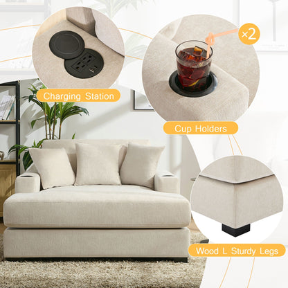 Modern Oversized Chaise Lounger and Pillow