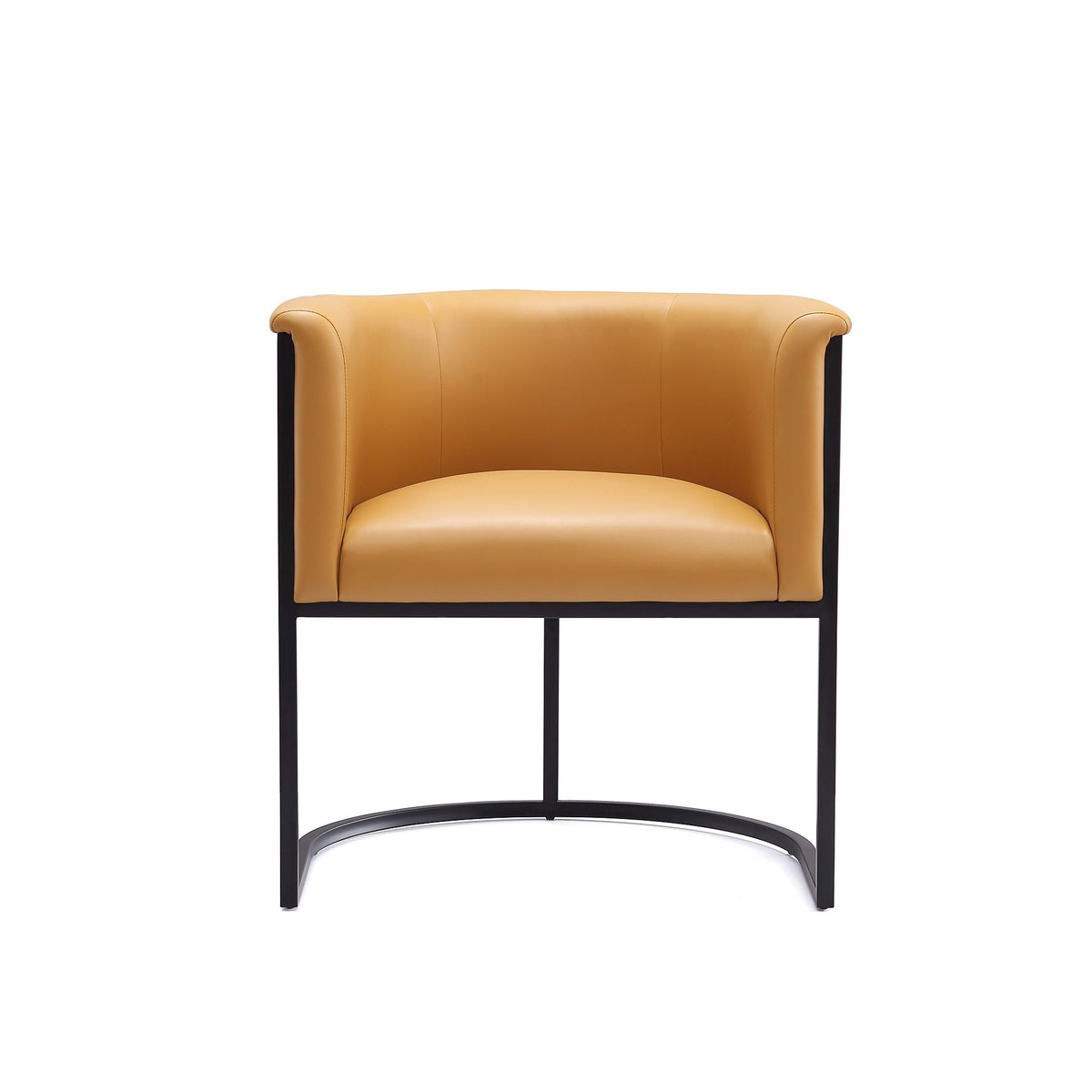 Cosmopolitan Dining Chair with Geometric Metal Frame in tan leather by HouseOfZazla on Tampa Home & Garden Store