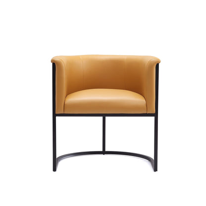 Cosmopolitan Dining Chair with Geometric Metal Frame in tan leather by HouseOfZazla on Tampa Home & Garden Store