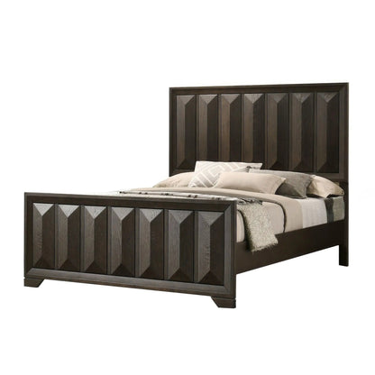3 Piece Bedroom Set with Faceted Panels Bed and 2 Nightstands by Unique Piece Furniture dark wood on Tampa Home & Garden Store