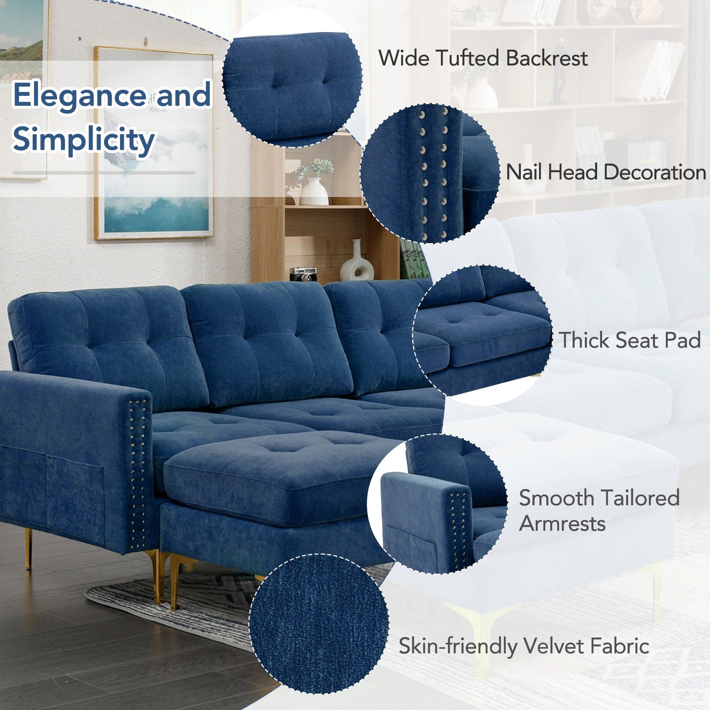 Modern Convertible Sectional Sofa and Ottoman