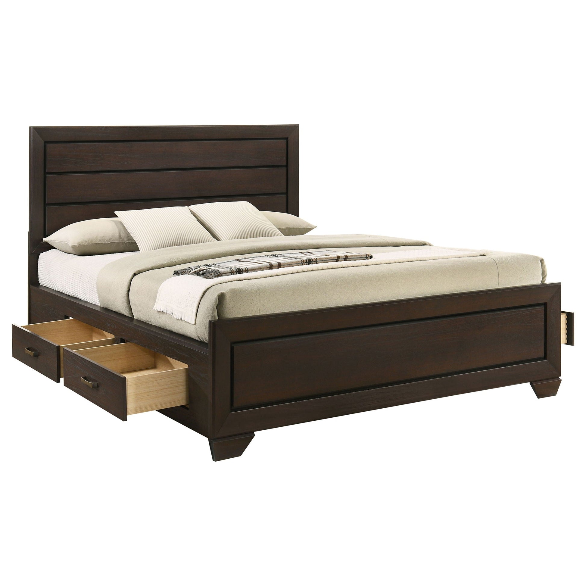 Holmgren panel bed with side drawers in dark wood by HouseOfZazla on Tampa Home & Garden Store