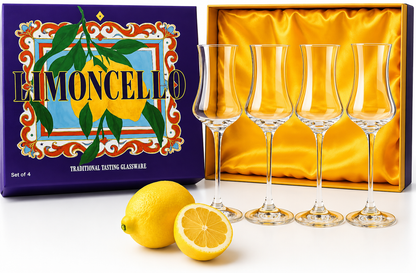 Elegant Limoncello Tulip Crystal Glasses Set of 4