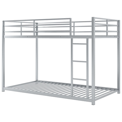 Metal bunk bed frame, low bunk with ladder, silver finish, HouseOfZazla on Tampa Home & Garden Store