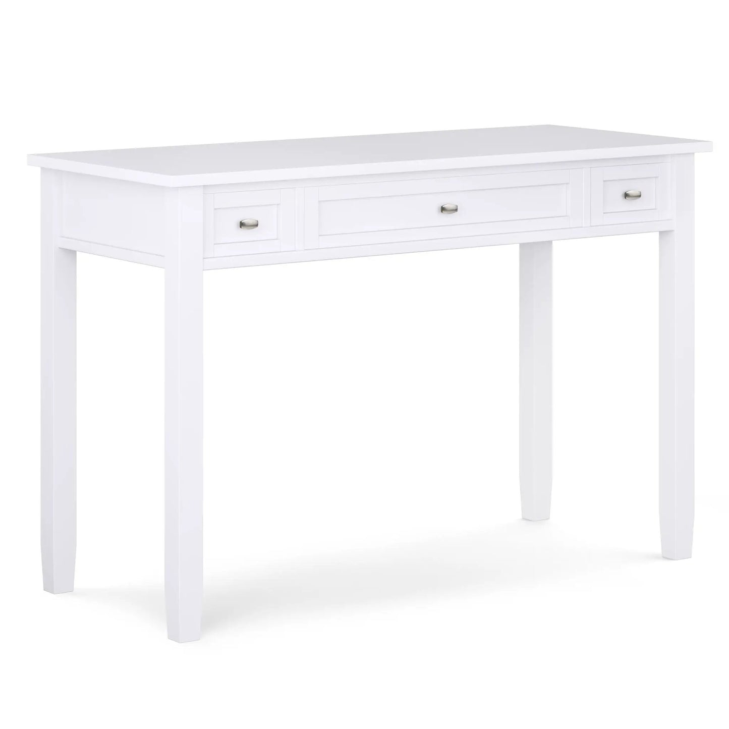 Warm Shaker Handcrafted Desk white with three drawers and silver knobs on Tampa Home & Garden Store