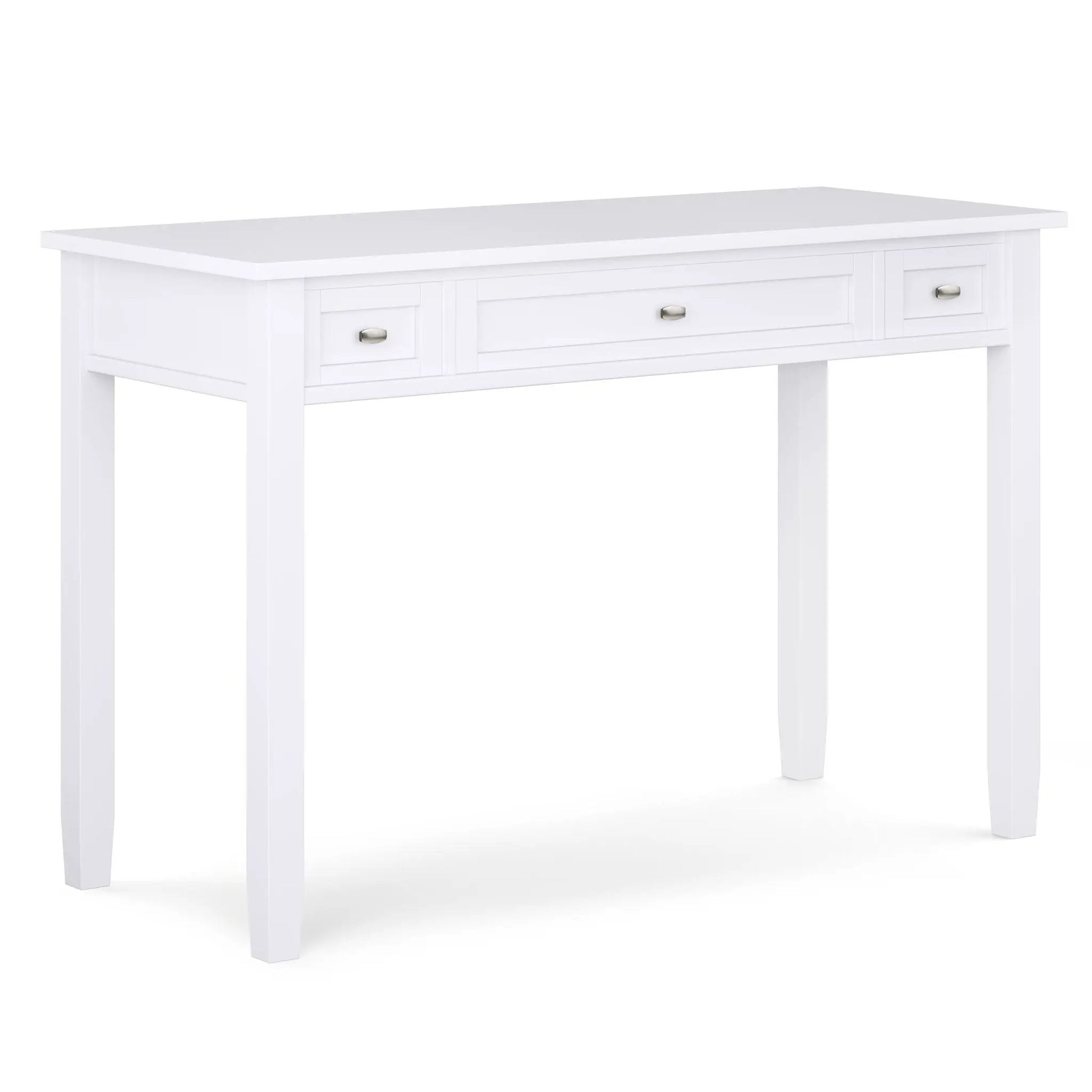 Warm Shaker Handcrafted Desk white with three drawers and silver knobs on Tampa Home & Garden Store