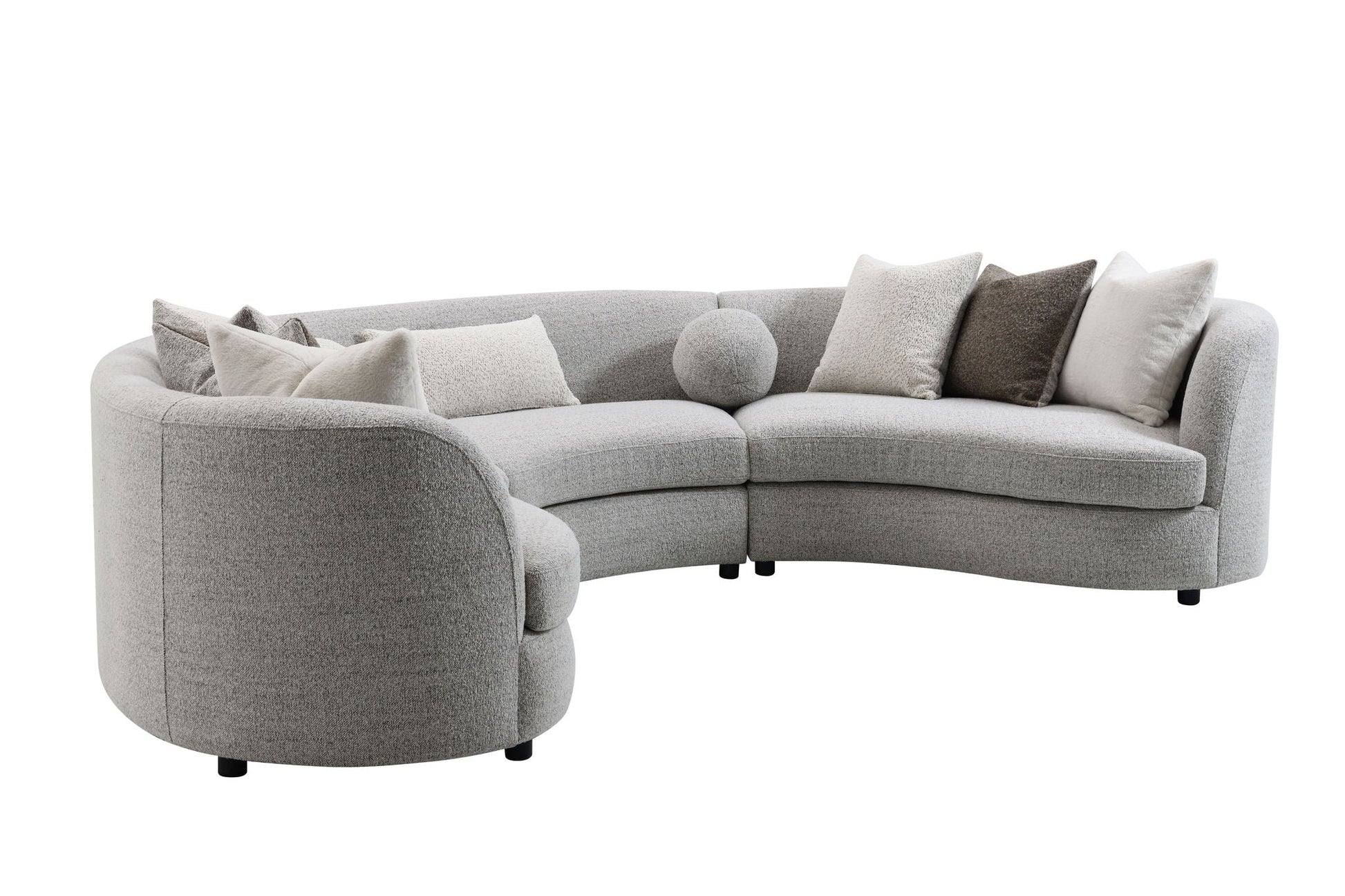 Ivria Boucle Sectional Sofa curved gray with 9 pillows by HouseOfZazla on Tampa Home & Garden Store