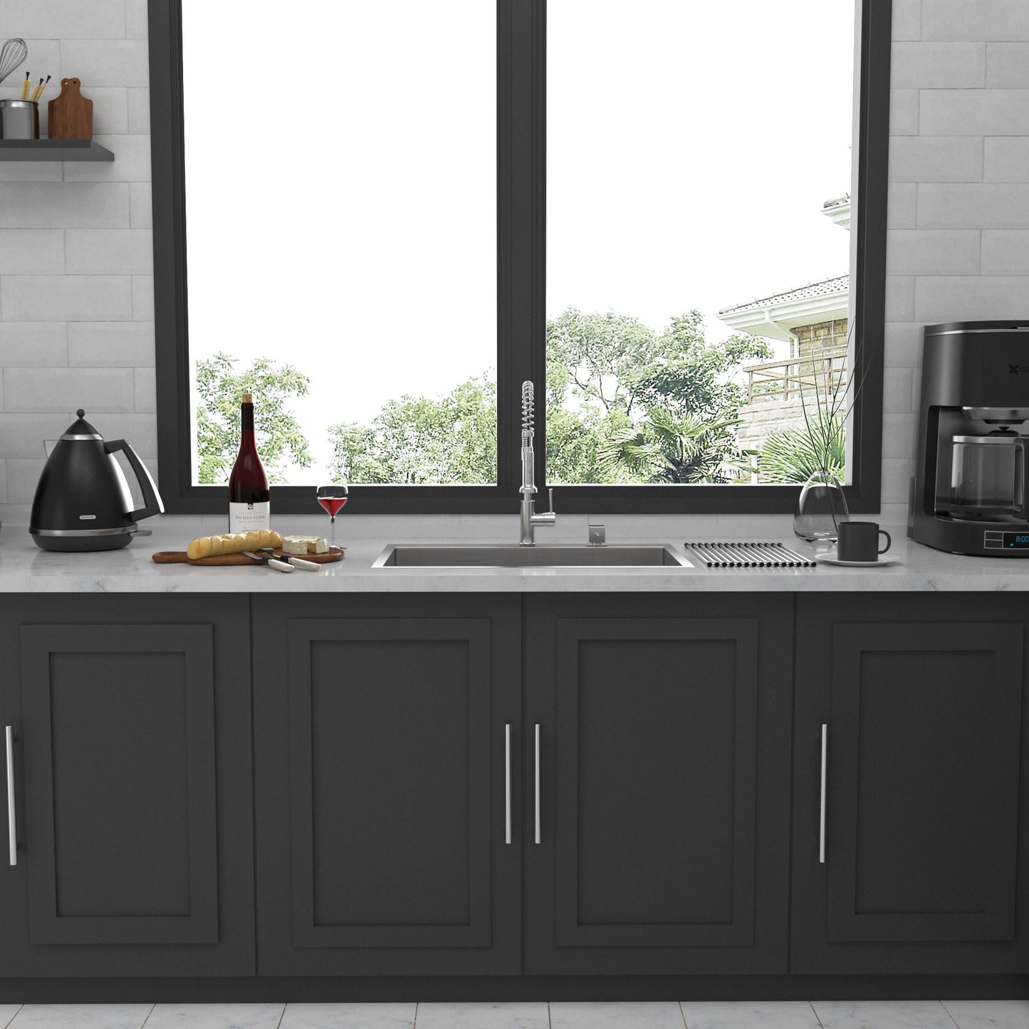 HouseOfZazla drop-in kitchen sink, 16-gauge stainless steel, single bowl topmount basin on Tampa Home & Garden Store
