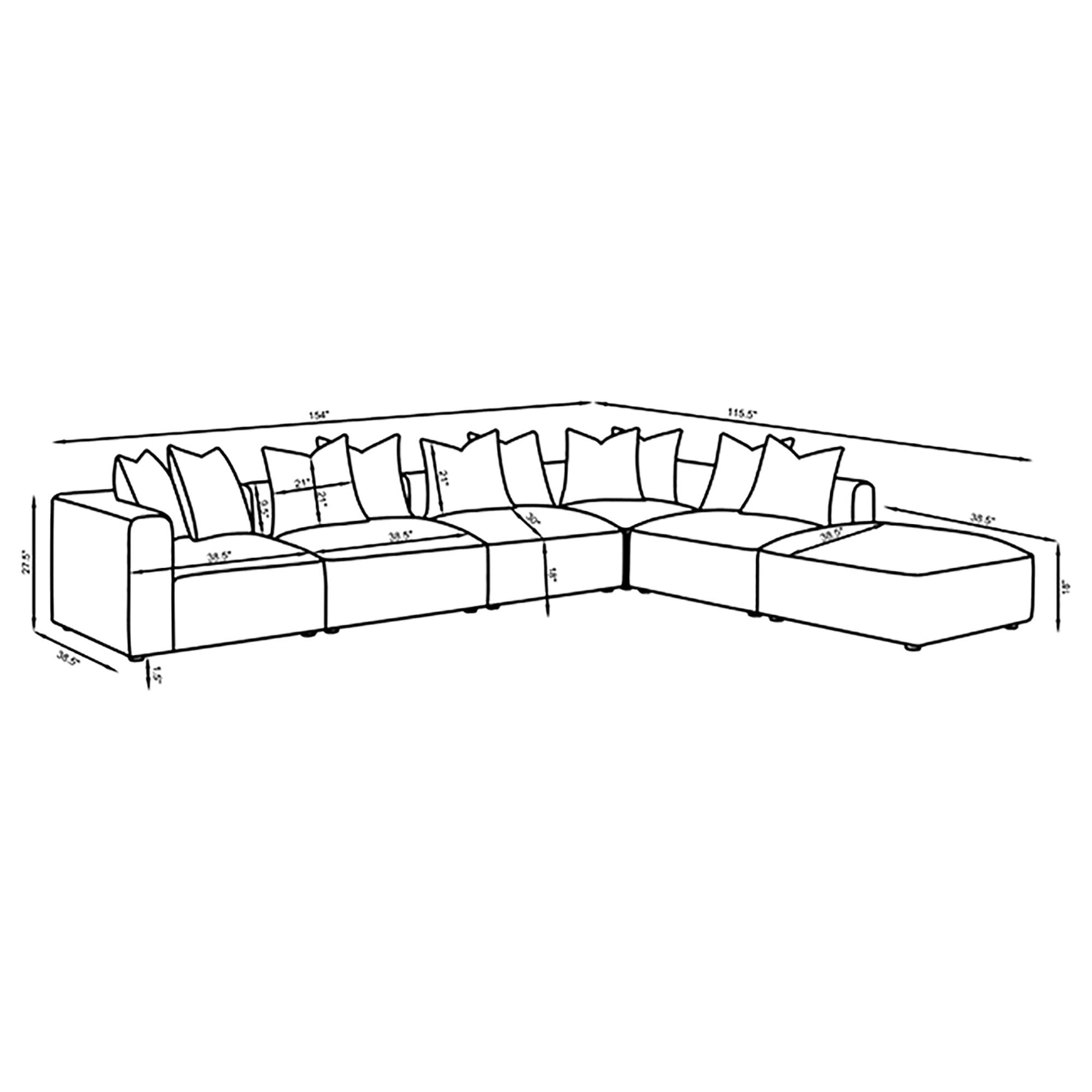 Amherst modular sectional with cushions, gray, 2-piece living room set by HouseOfZazla on Tampa Home & Garden Store