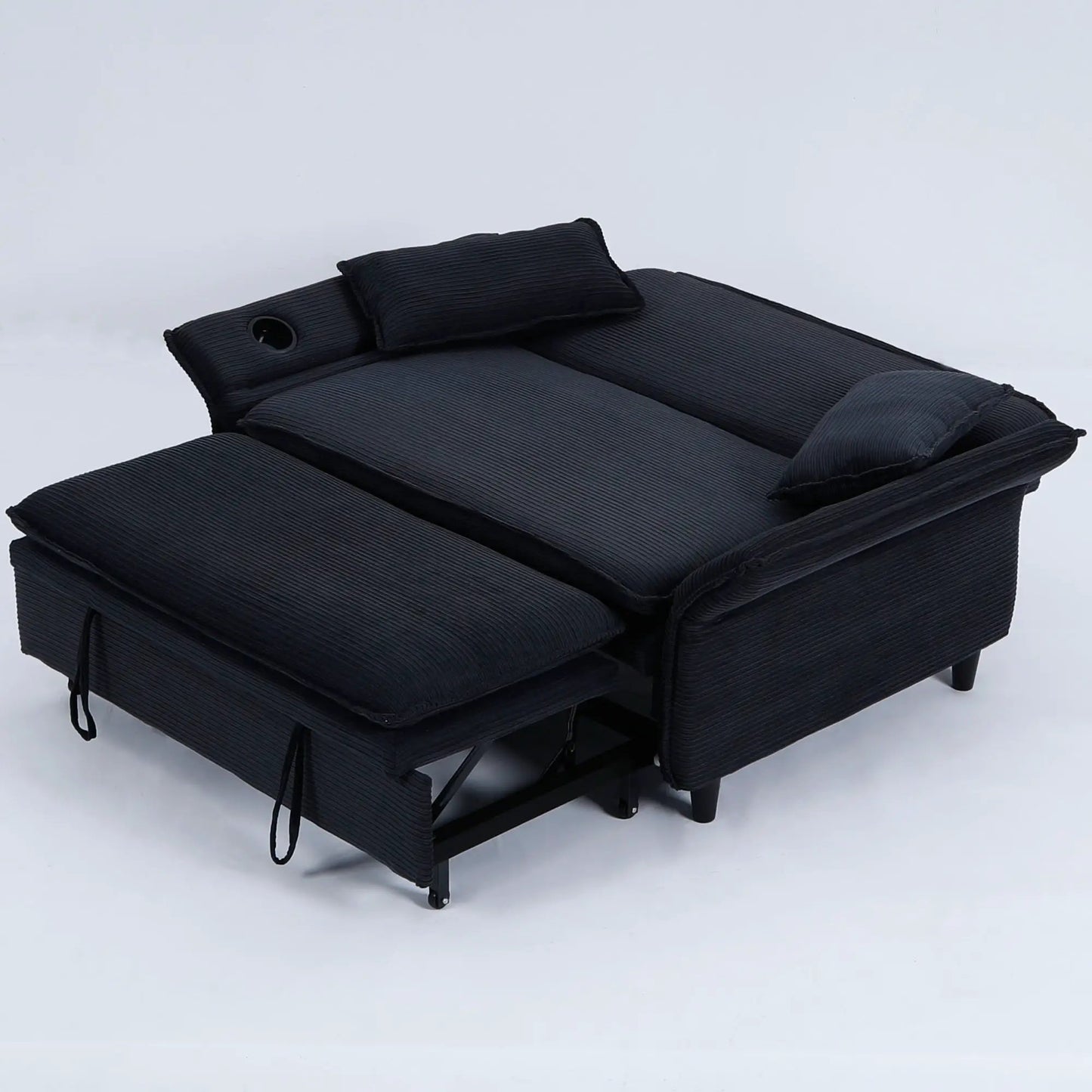 Modern Fabric Sleeper Sofa 2-seat black with adjustable arms and backs by Unique Piece Furniture on Tampa Home & Garden Store