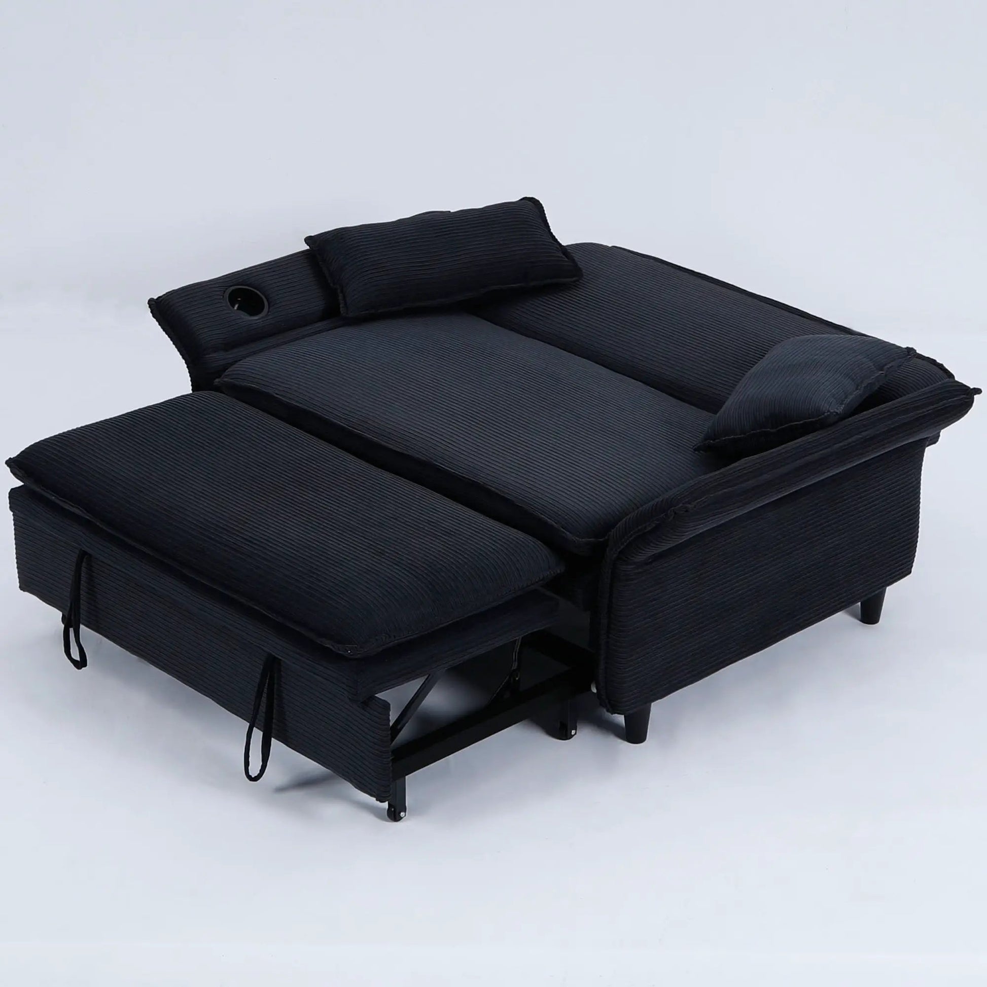 Modern Fabric Sleeper Sofa 2-seat black with adjustable arms and backs by Unique Piece Furniture on Tampa Home & Garden Store