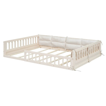 Upholstered Platform Bed with Guardrail Pillow
