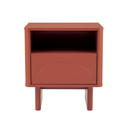 Modern accent nightstand with drawer and open shelf in terracotta orange by HouseOfZazla on Tampa Home & Garden Store