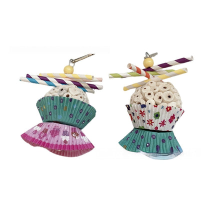 Parrot toy edible soft ball shredding chew toy 2-pack with cupcake liners and hanging clips on Tampa Home & Garden Store