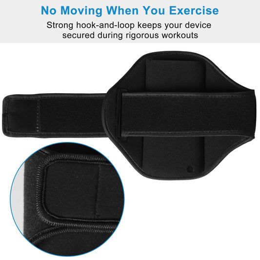Phone armband case adjustable sweat-resistant holder with Velcro strap in black neoprene on Tampa Home & Garden Store