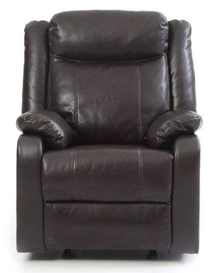Dark Brown Manual Rocker Recliner and Padded Arms