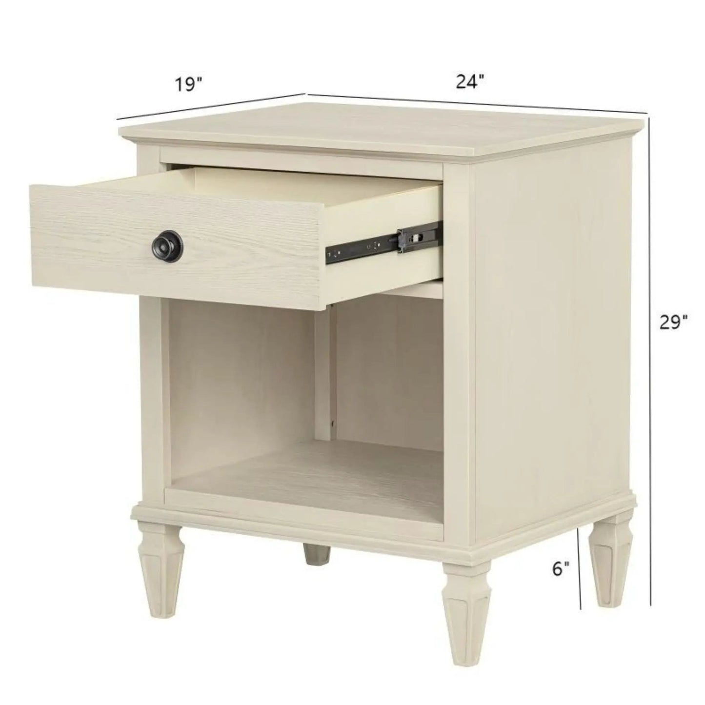 Victoria nightstand with open storage, cream finish, Unique Piece Furniture on Tampa Home & Garden Store