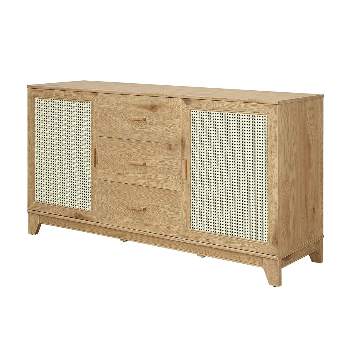 Modern cane sideboard with solid wood handles, light oak finish and cane panels HouseOfZazla on Tampa Home & Garden Store