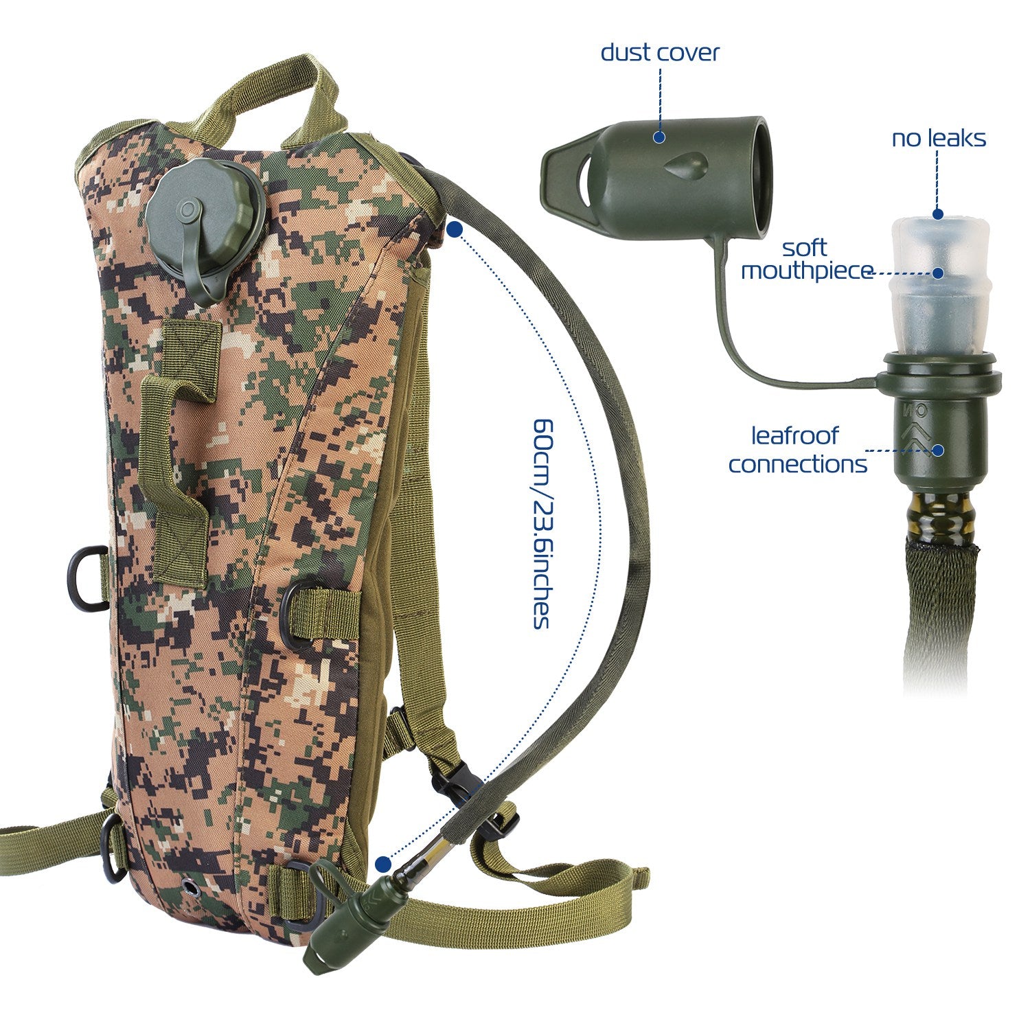GemGear iMounTEK tactical hydration pack with 3L bladder, digital camouflage, adjustable hose on Tampa Home & Garden Store