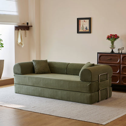 Convertible Sofa Bed and Plush Green Fabric
