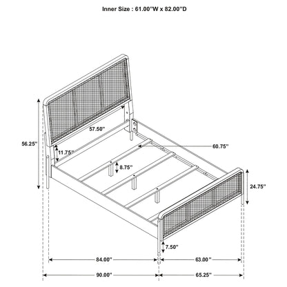 Anser panel bed frame with mesh headboard and metal rails by HouseOfZazla platform bed on Tampa Home & Garden Store