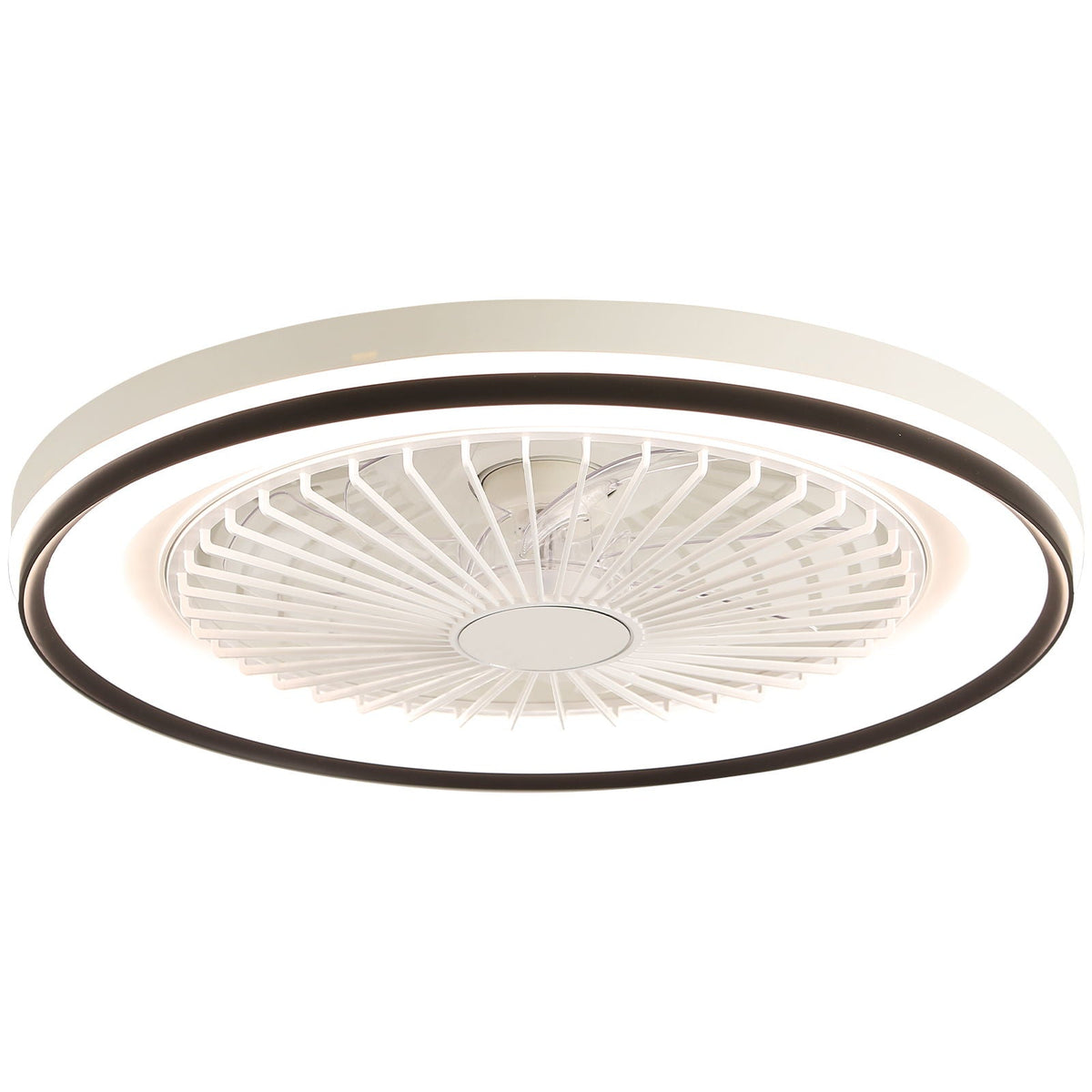 HouseOfZazla RGB bladeless ceiling fan with remote, white with bronze ring LED light on Tampa Home & Garden Store