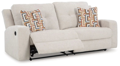 Danum 2-seat reclining sofa by Unique Piece Furniture in beige fabric with geometric cushions on Tampa Home & Garden Store