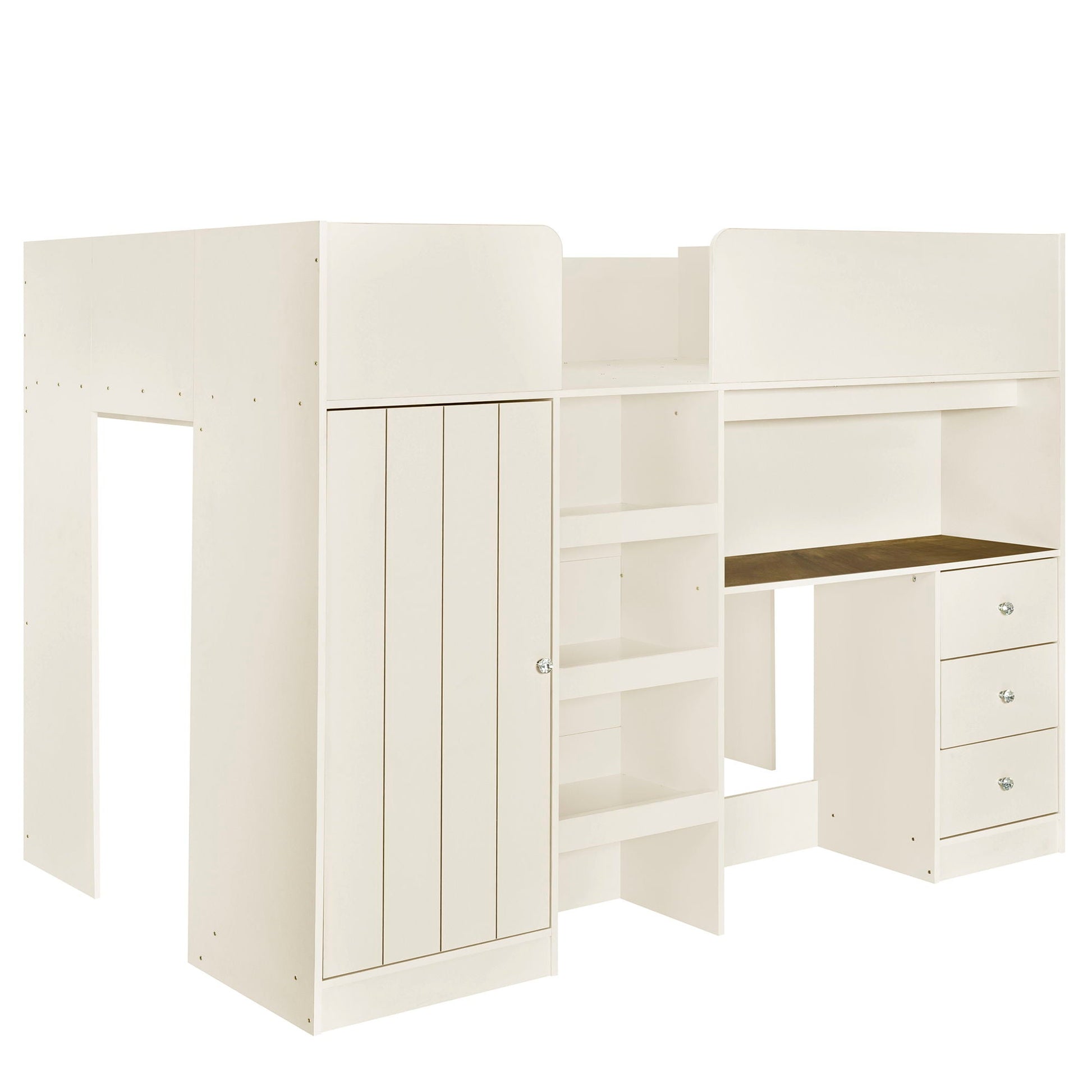 Loft bed with built-in wardrobe, desk, drawers and shelves in white by HouseOfZazla on Tampa Home & Garden Store