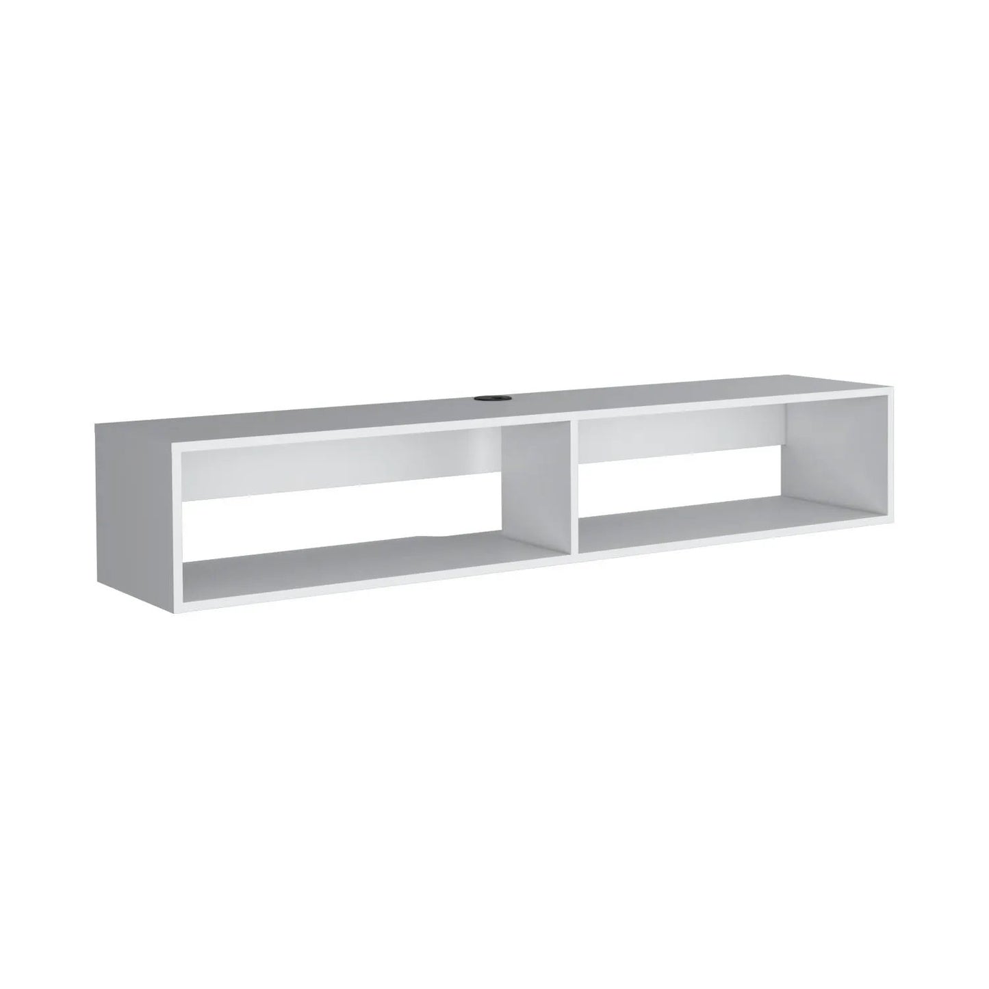 Moore Floating TV Stand white with left & right cubbies top cable hole by Unique Piece Furniture on Tampa Home & Garden Store