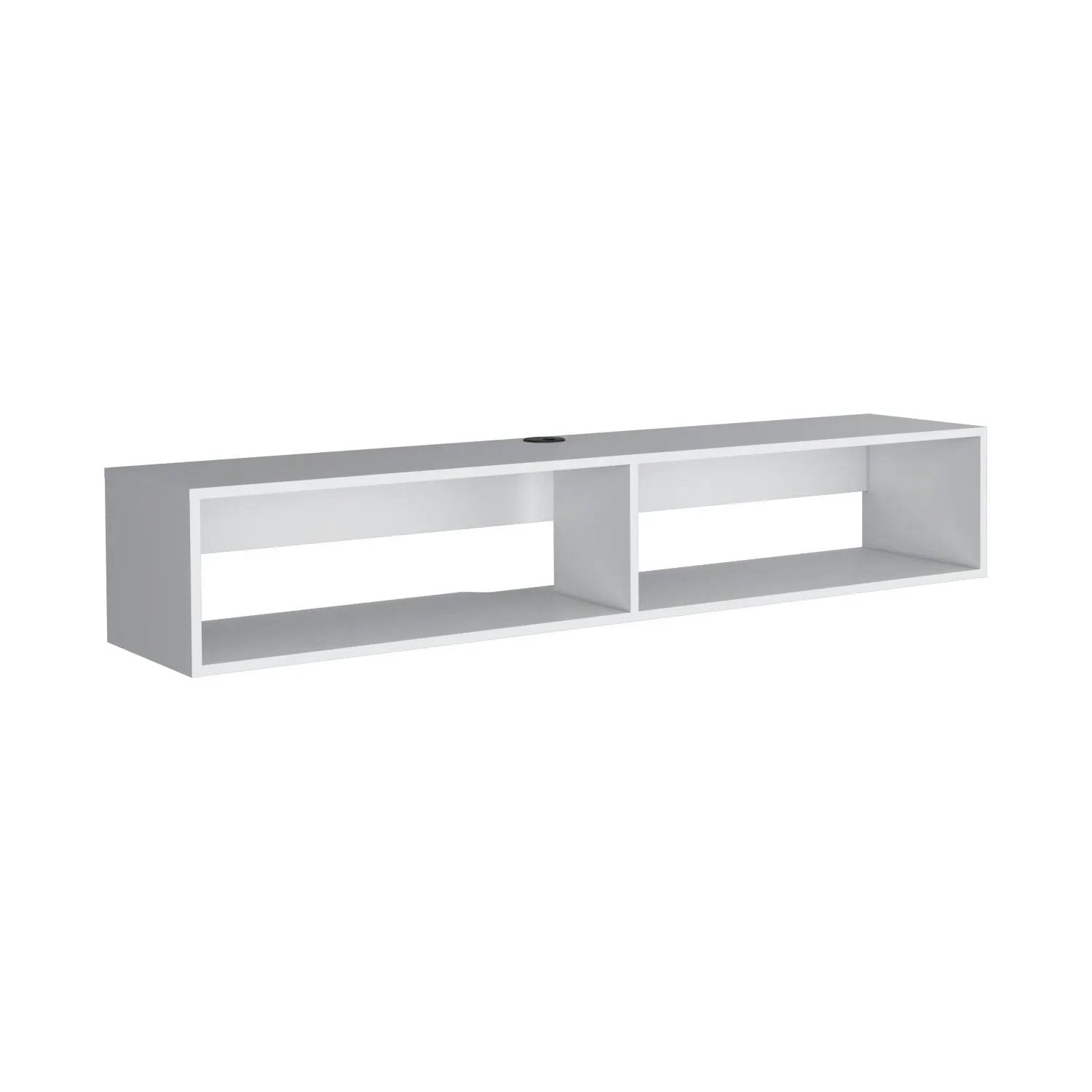 Moore Floating TV Stand white with left & right cubbies top cable hole by Unique Piece Furniture on Tampa Home & Garden Store