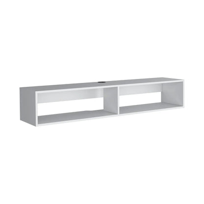 Moore Floating TV Stand white with left & right cubbies top cable hole by Unique Piece Furniture on Tampa Home & Garden Store