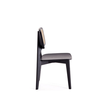 Dining chair with cane backrest and solid wood frame in black by HouseOfZazla on Tampa Home & Garden Store