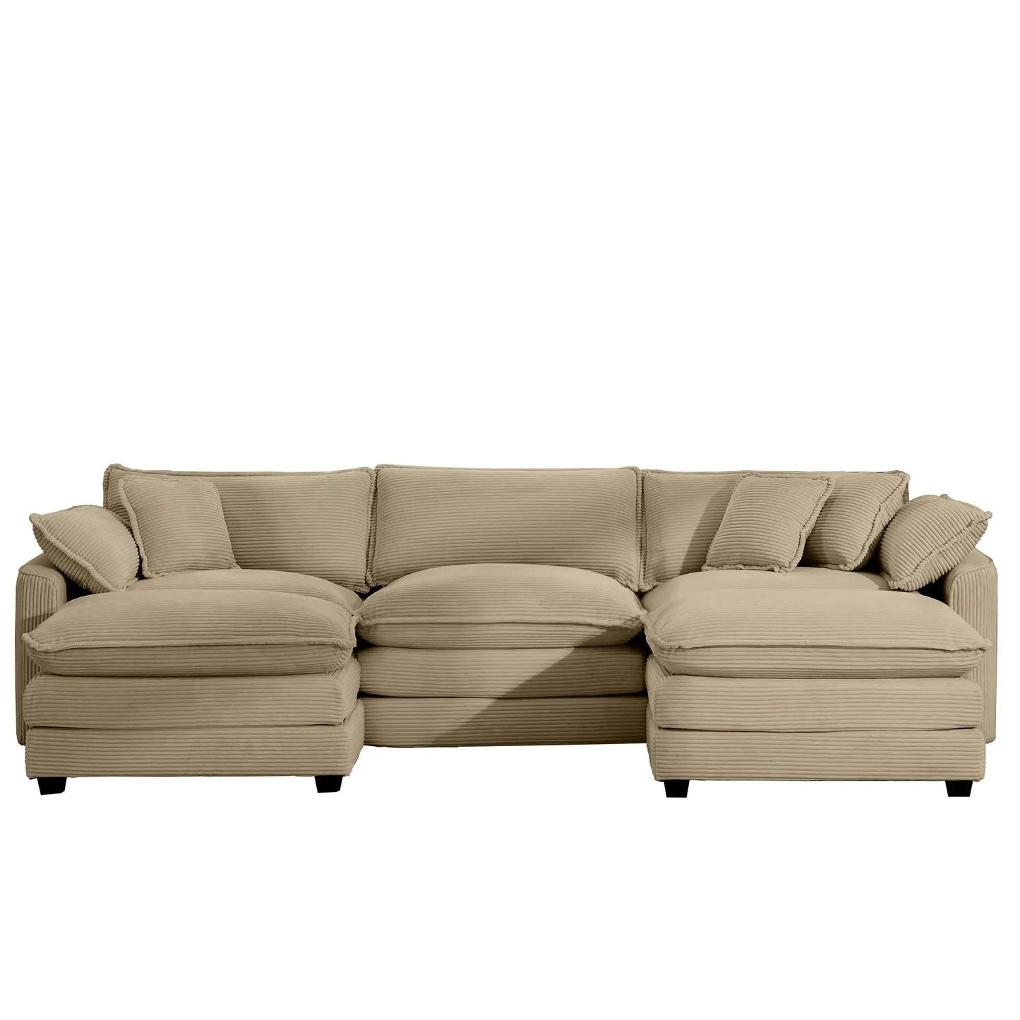 Modern oversized modular sofa with ottoman 3-piece tan fabric set by Unique Piece Furniture on Tampa Home & Garden Store