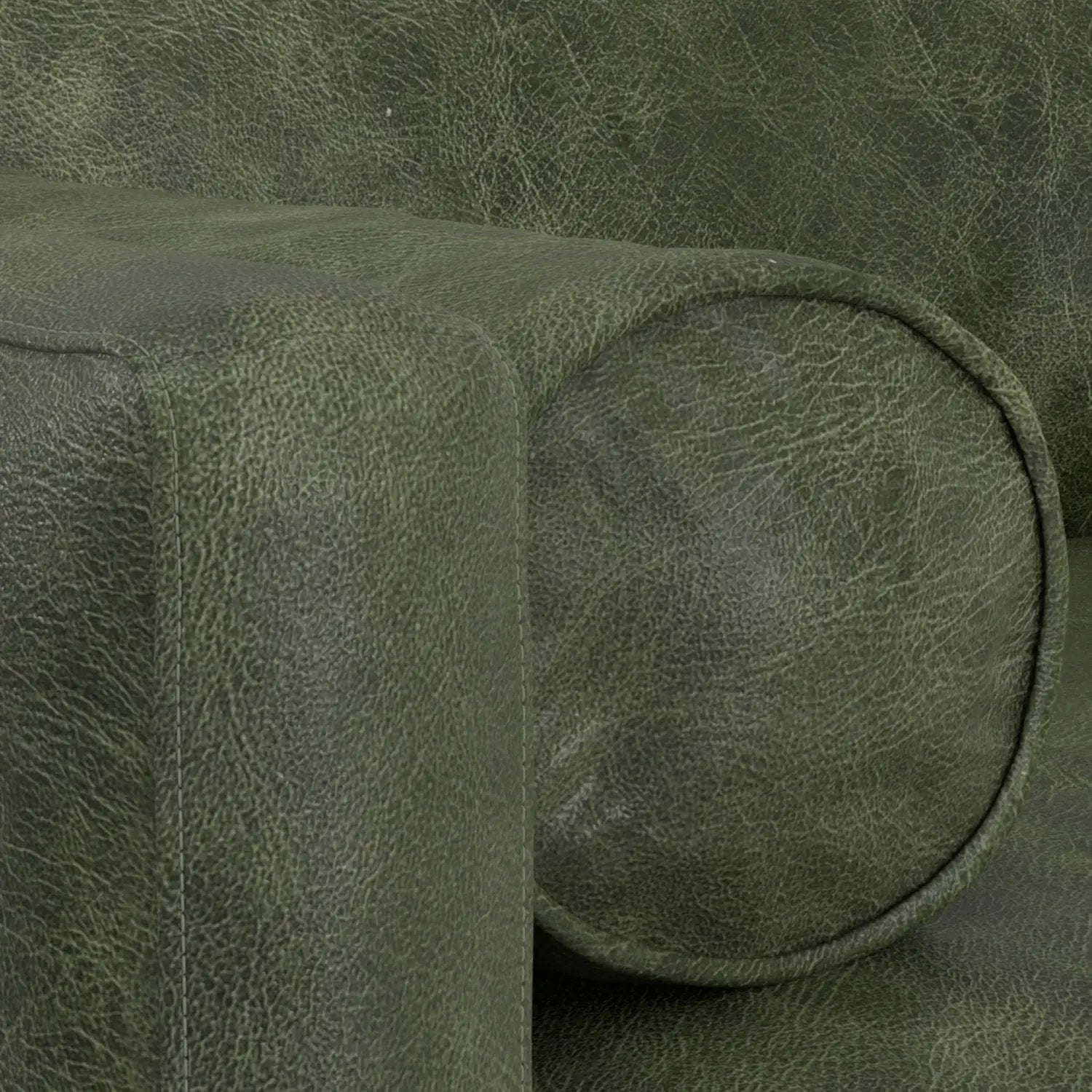 Morrison sofa and ottoman set in olive green distressed leather with stitched arms on Tampa Home & Garden Store