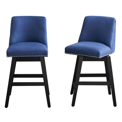 Upholstered Swivel Bar Stool with Soft Fabric