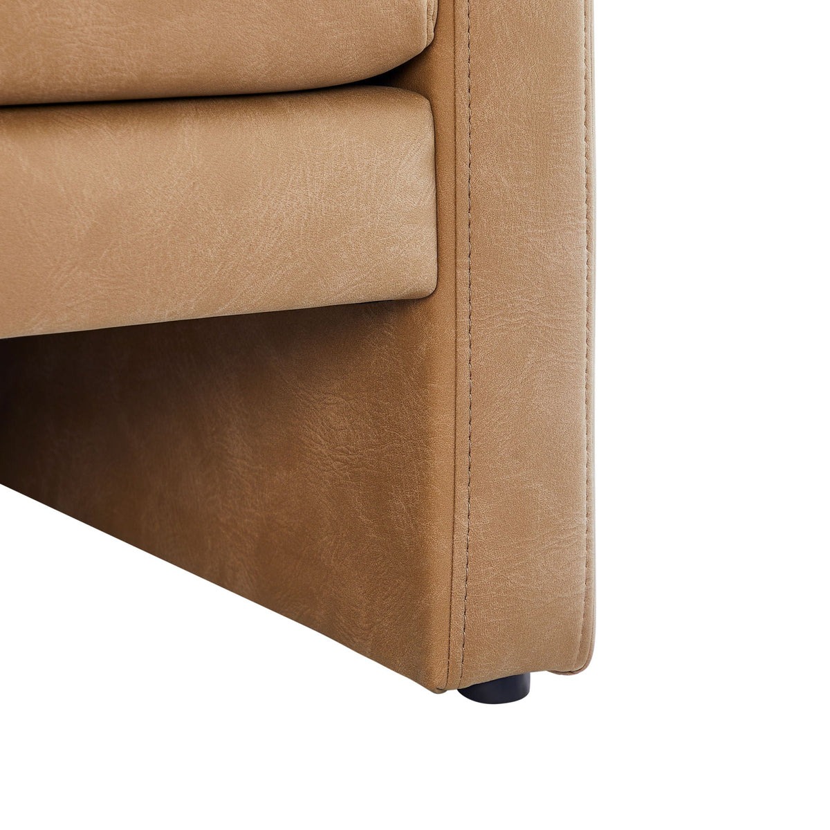 Tulo Arm Chair with Coil Spring Seating brown leather upholstery stitching black round leg on Tampa Home & Garden Store