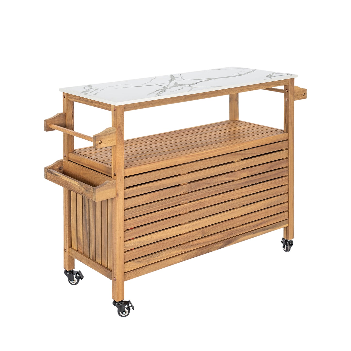 Classic Outdoor Acacia Wood Bar and Serving Rack