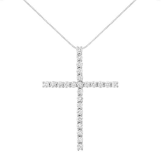 Cross pendant with 3.0 cttw diamonds on box chain necklace, 18in sterling silver, Bids.com on Tampa Home & Garden Store