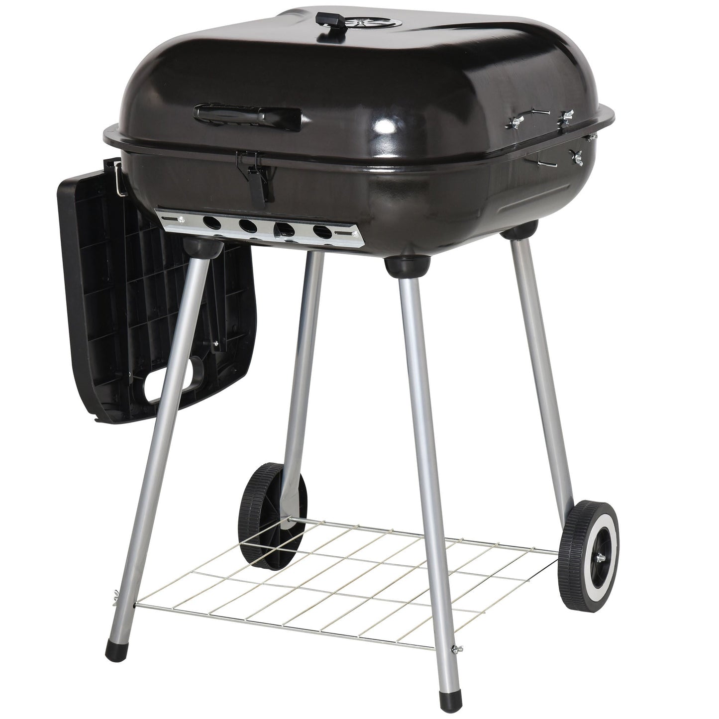 Outsunny 21' portable charcoal grill with wheels and bottom shelf in black steel on Tampa Home & Garden Store