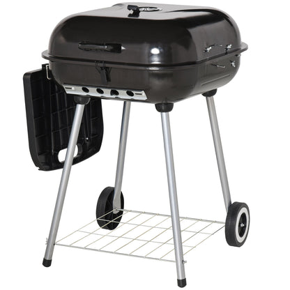 Outsunny 21' portable charcoal grill with wheels and bottom shelf in black steel on Tampa Home & Garden Store