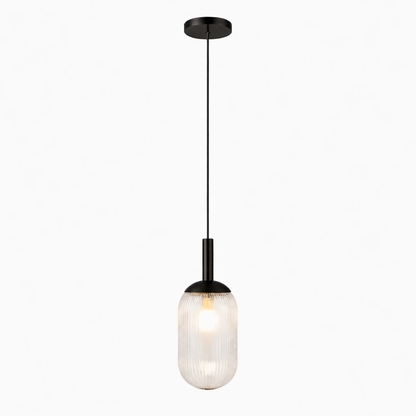 Giza Pendant Lamp black metal pendant with clear ribbed glass shade by HouseOfZazla on Tampa Home & Garden Store