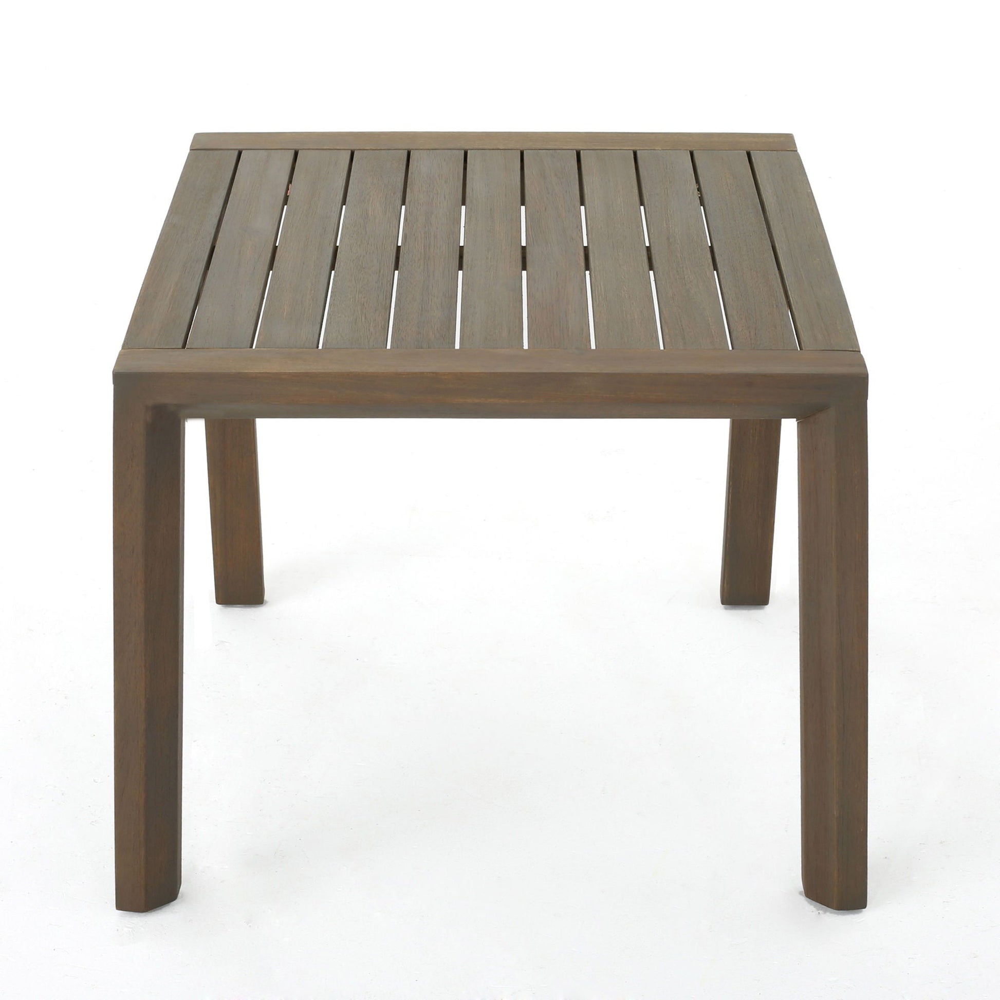 Celestaria outdoor side table in brown wood with slatted top on Tampa Home & Garden Store