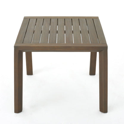 Celestaria outdoor side table in brown wood with slatted top on Tampa Home & Garden Store