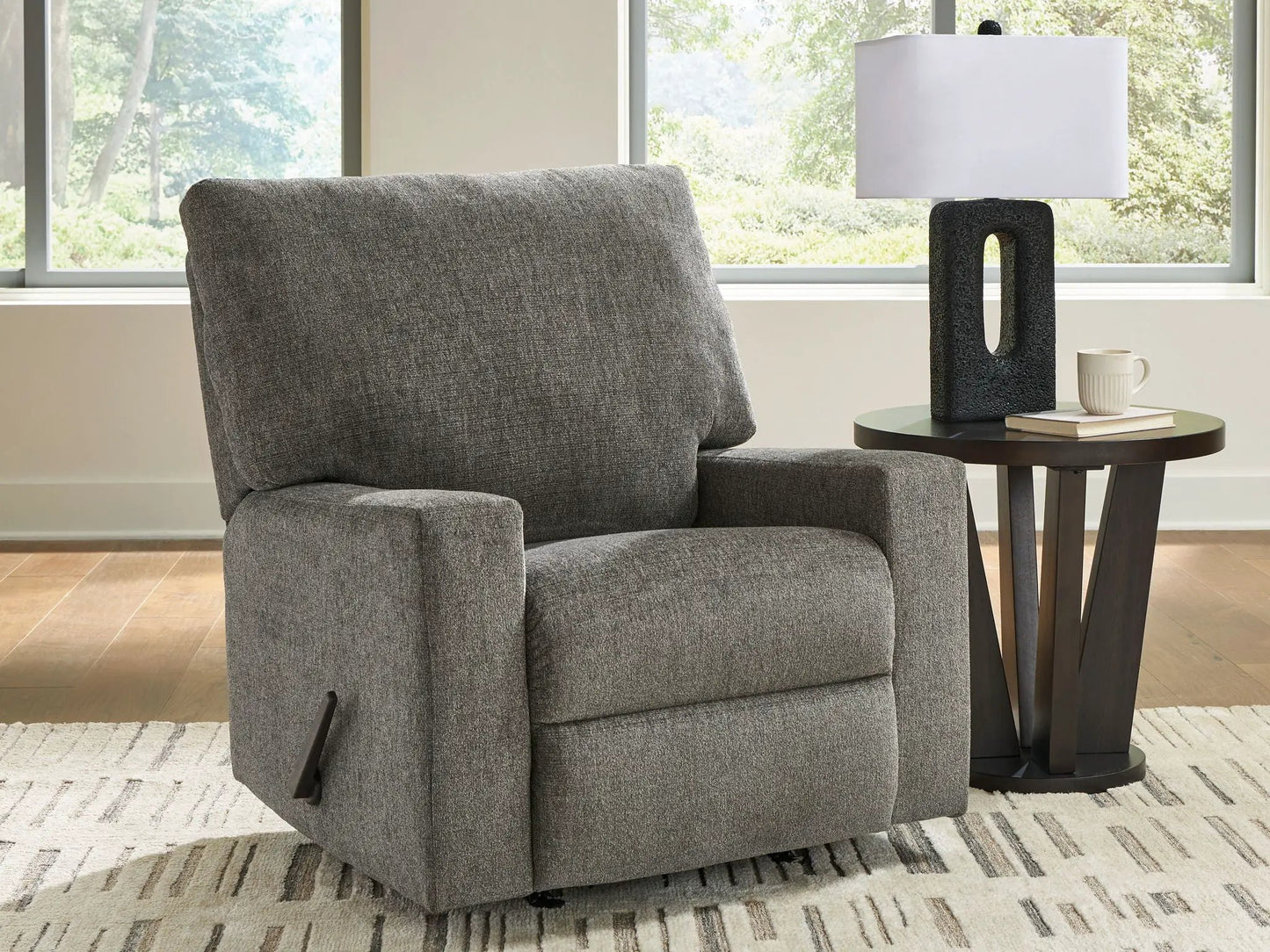 Clarington Rocker Recliner Greystone in grey textured fabric on Tampa Home & Garden Store