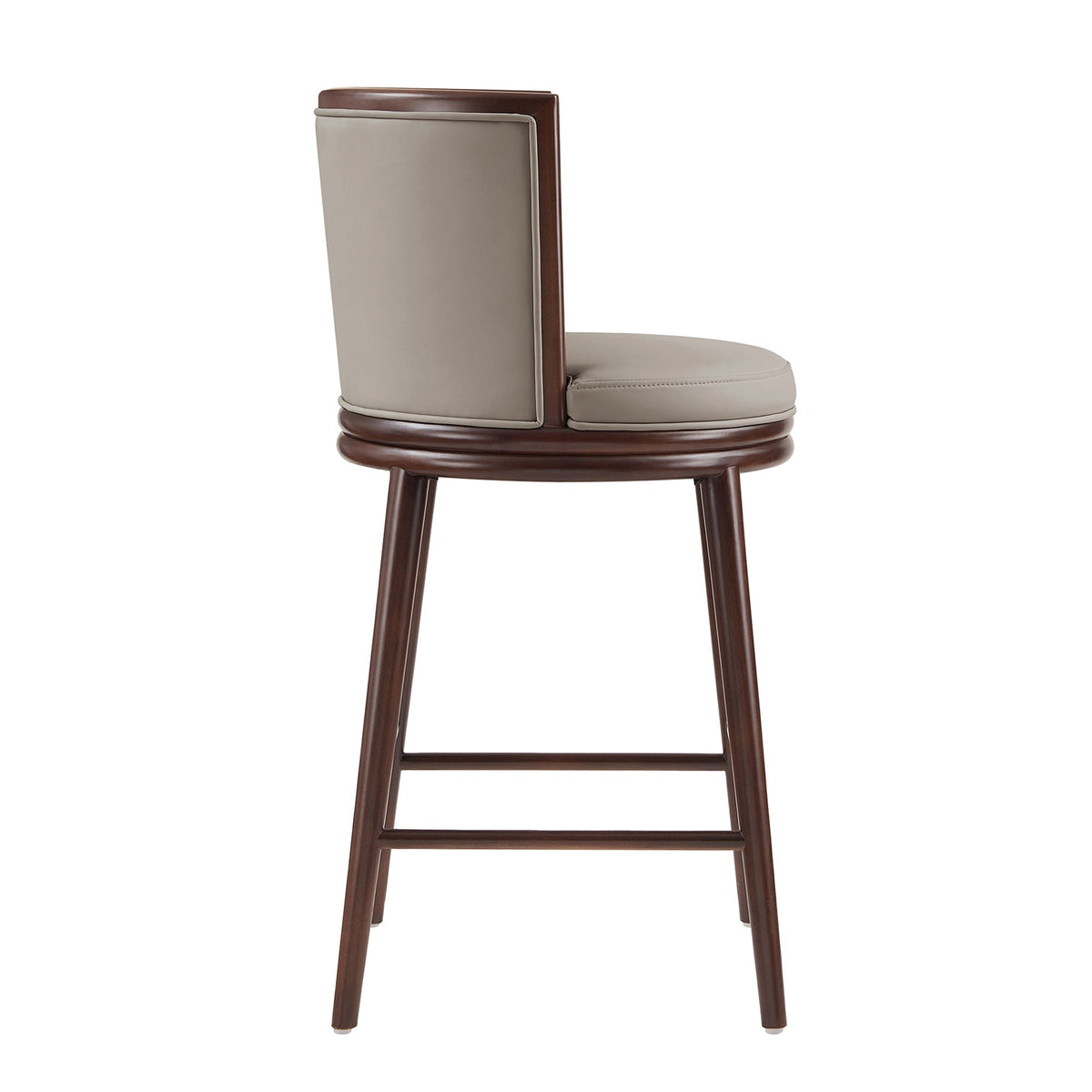 Evalyn Barstool, bar-height beige upholstered seat with dark wood frame, HouseOfZazla on Tampa Home & Garden Store
