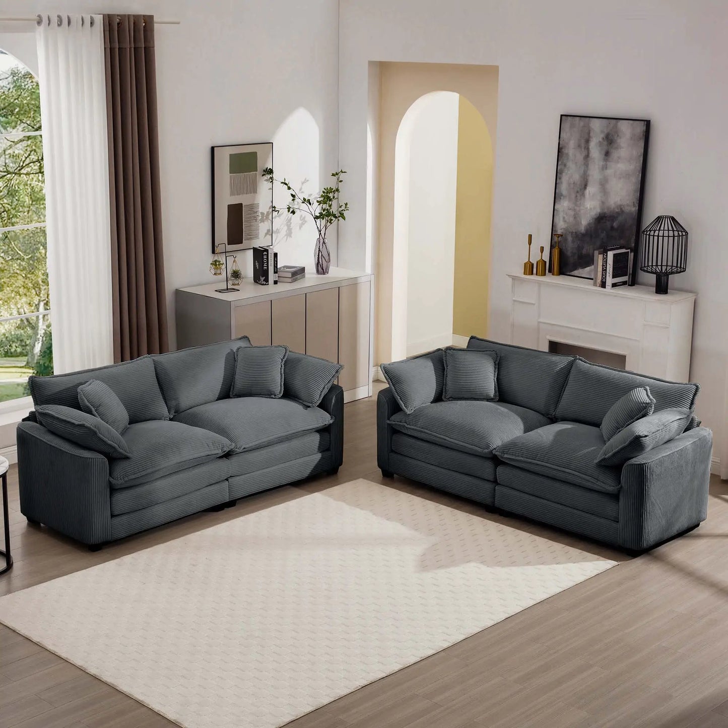 Elegant Sectional Sofa Set with Deep Seats
