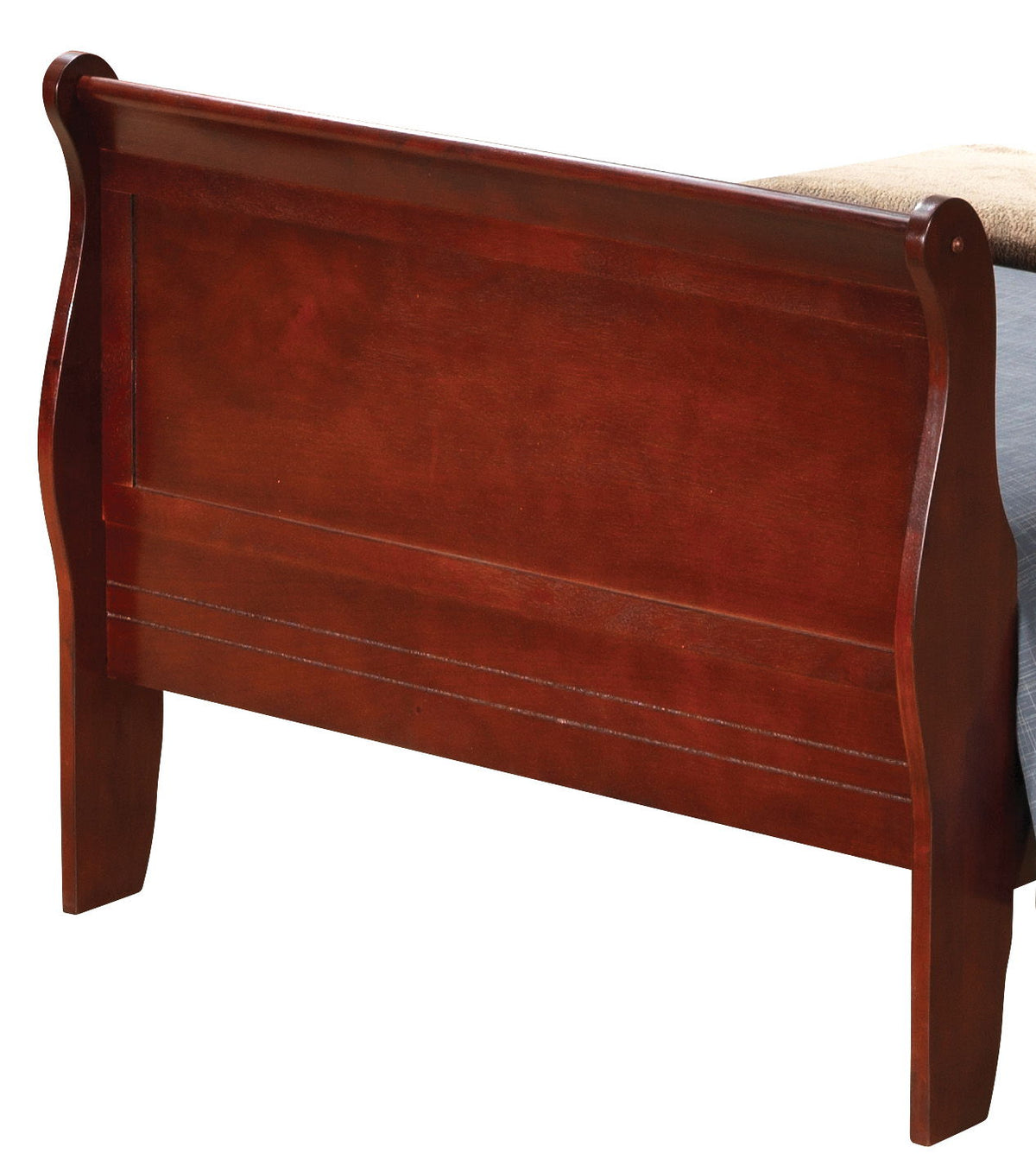 Panel Sleigh Bed footboard in dark cherry wood with curved end posts HouseOfZazla on Tampa Home & Garden Store